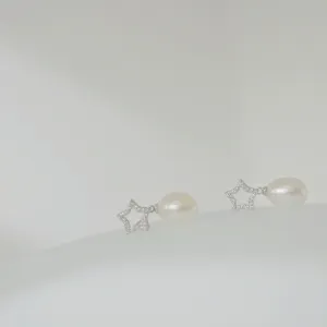 Baroque-pearl Star Sterling Sliver Earrings