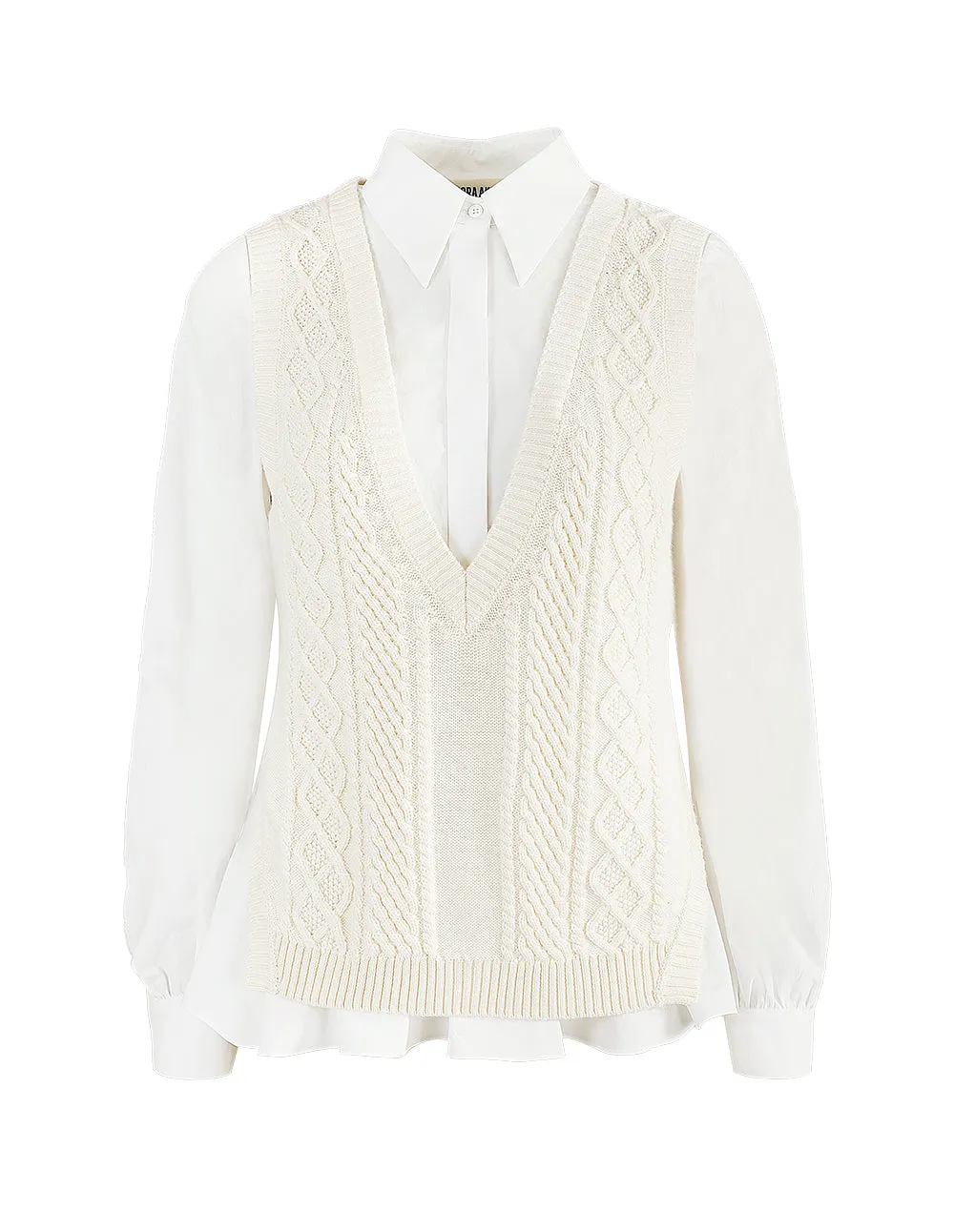 BORA AKSU Knitted Vest Layered Shirt