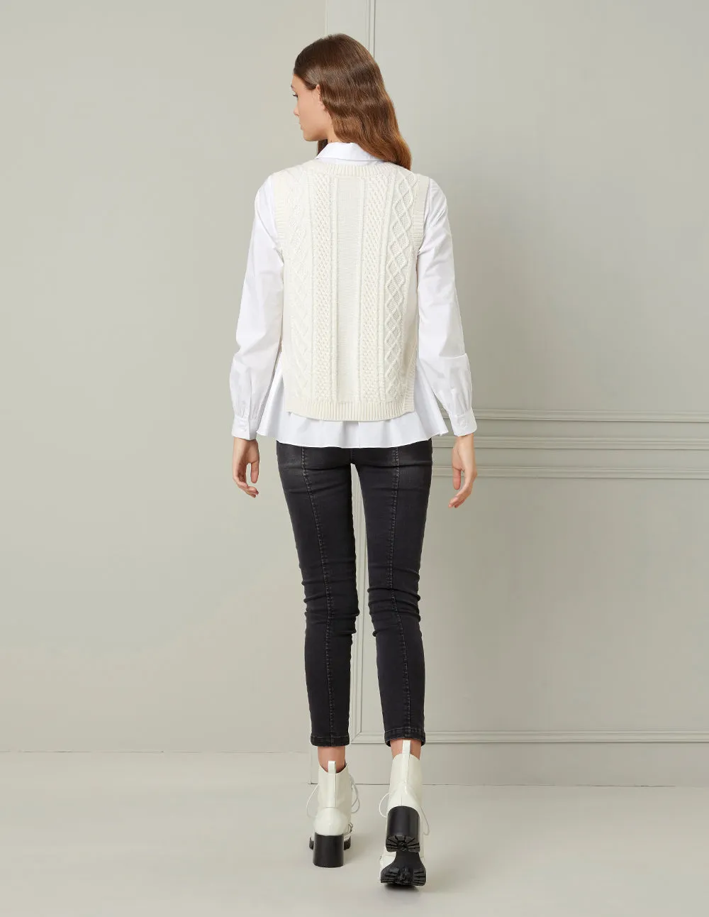 BORA AKSU Knitted Vest Layered Shirt