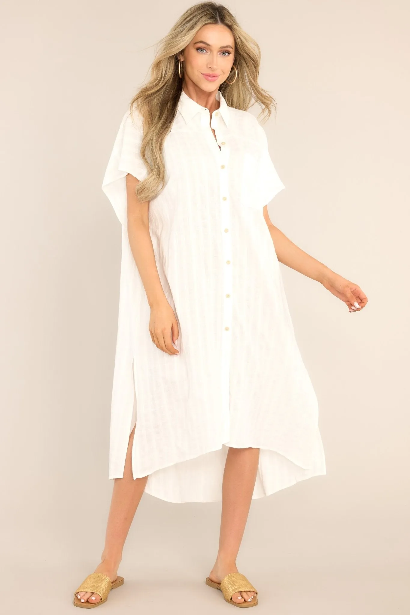 Choose Joy Ivory Midi Shirt Dress