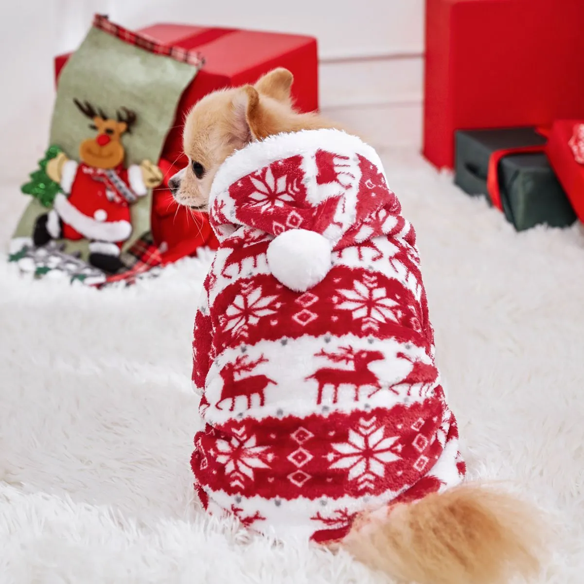 Christmas Dog Sweater – Cozy Coral Fleece Holiday Outfit for Pets