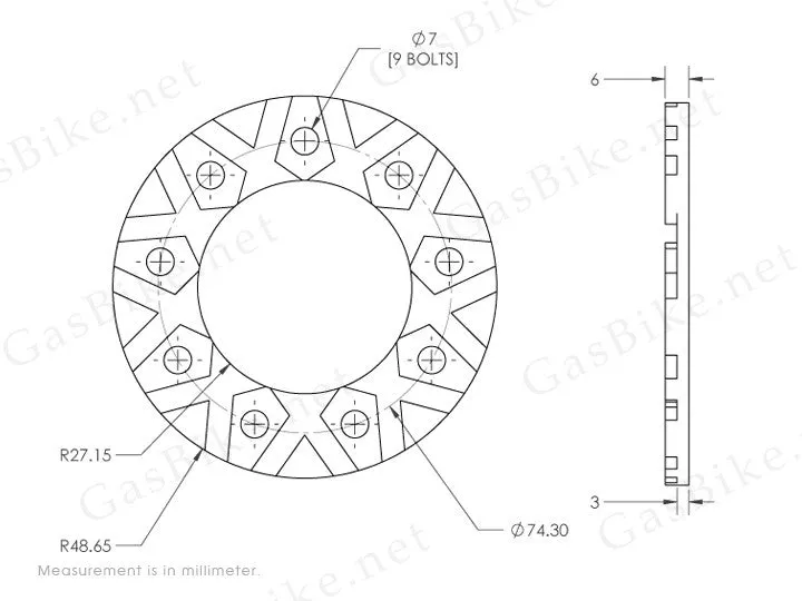 CNC 9-Hole Pineapple Bushing Kit 80CC Gas Motorized Bicycle