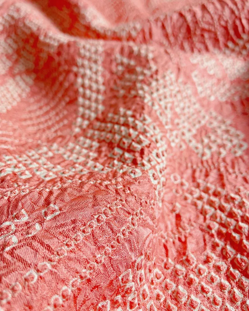 Coral Sunset Shibori Haori Kimono Jacket