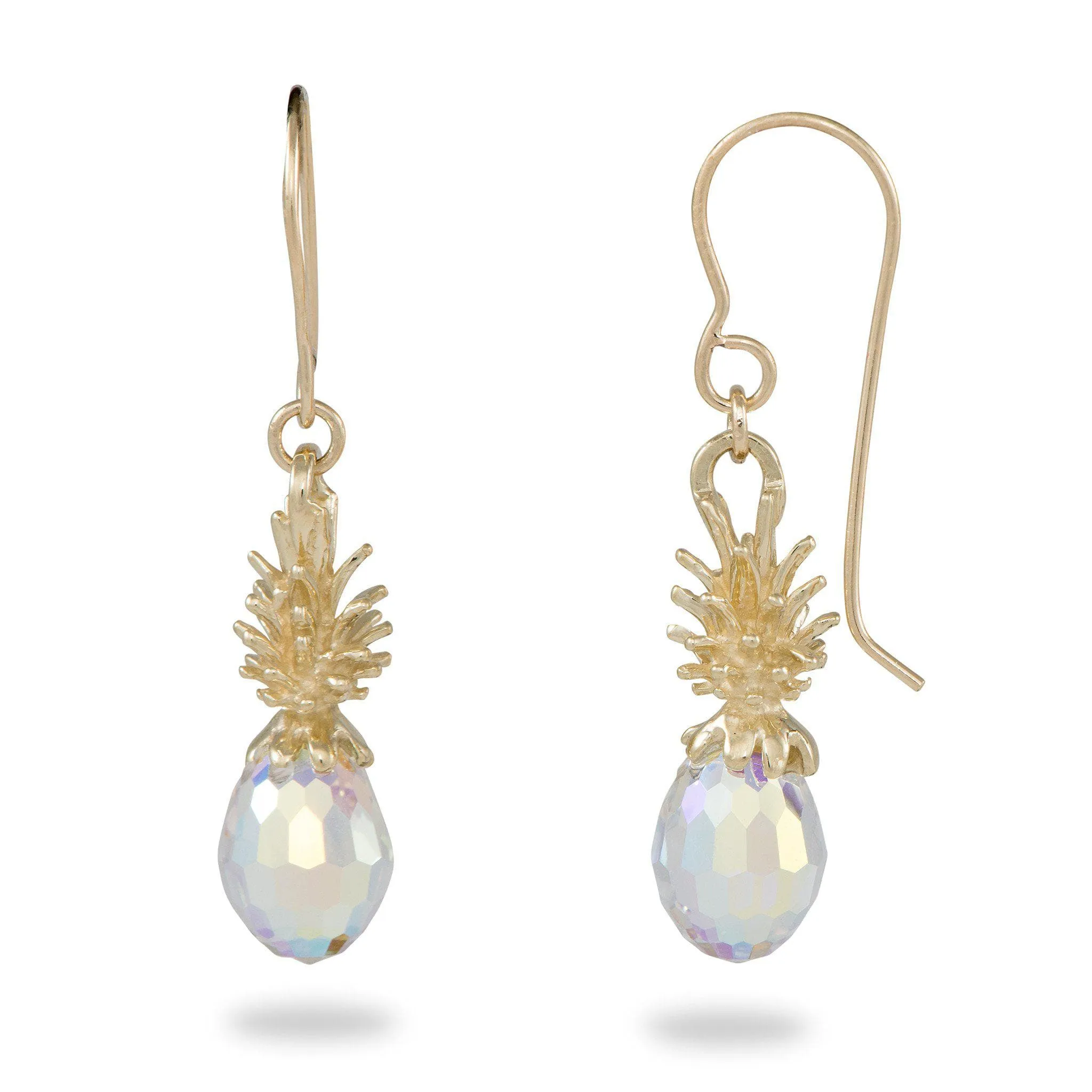 Crystal Pineapple Dangle Earrings in Gold - Small