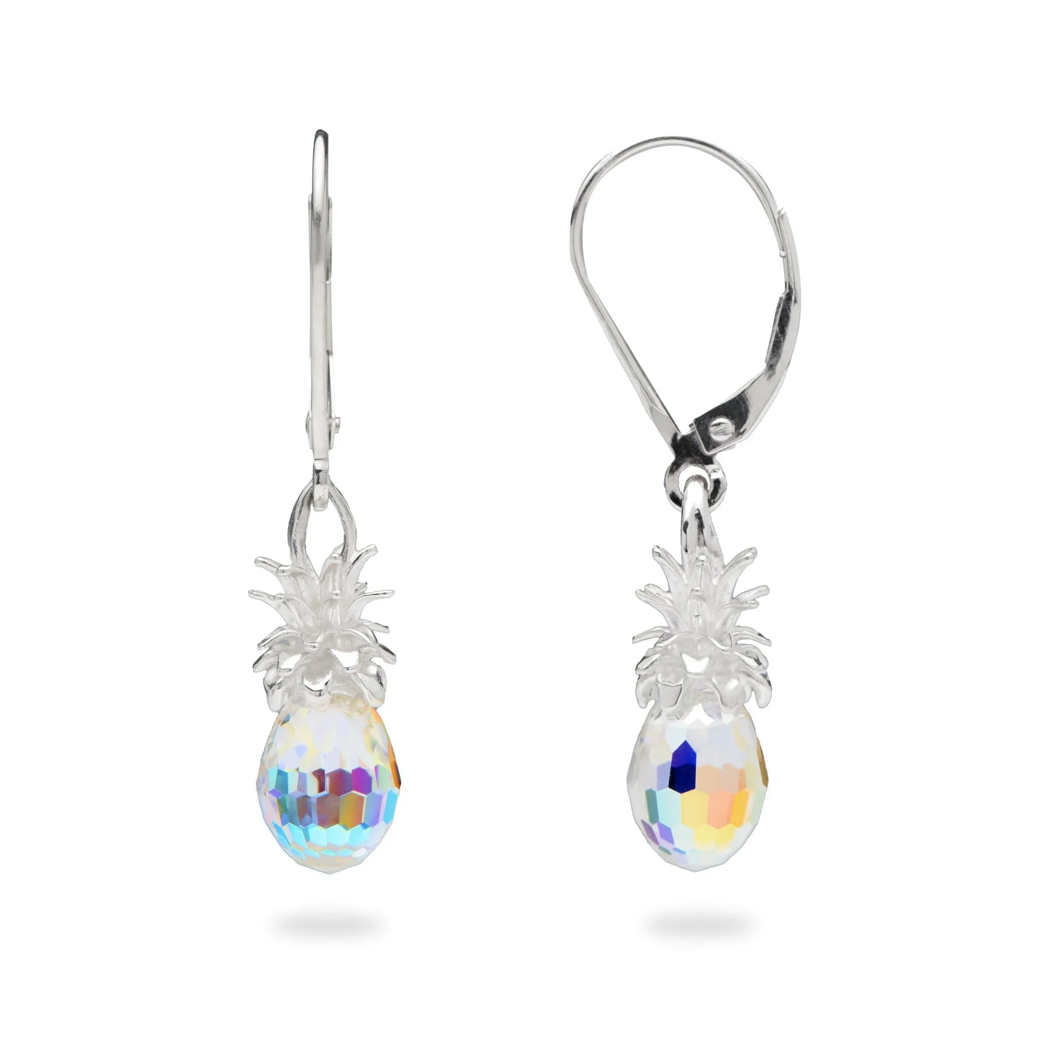 Crystal Pineapple Earrings in Sterling Silver