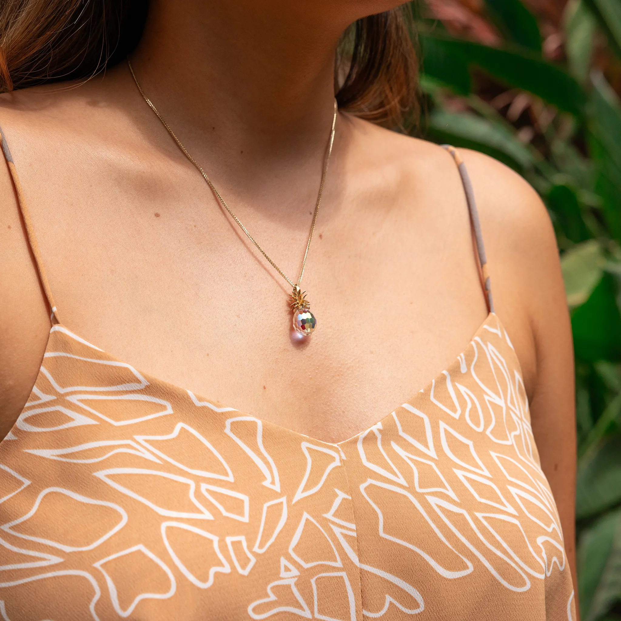 Crystal Pineapple Pendant in Gold