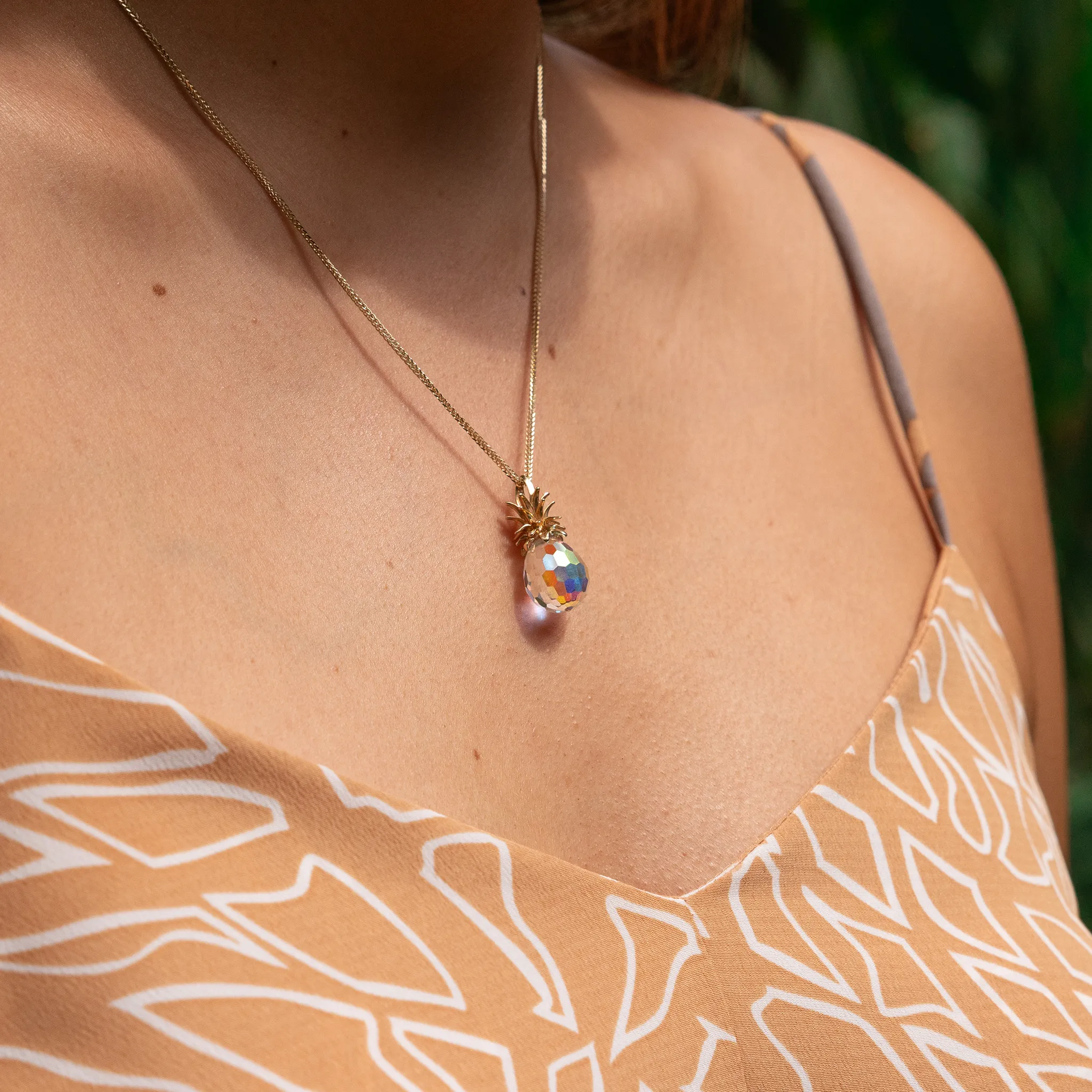 Crystal Pineapple Pendant in Gold