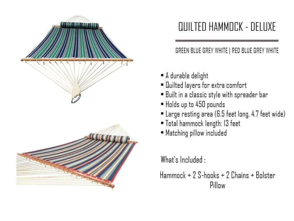 Deluxe Quilted Hammock with Bamboo Stand