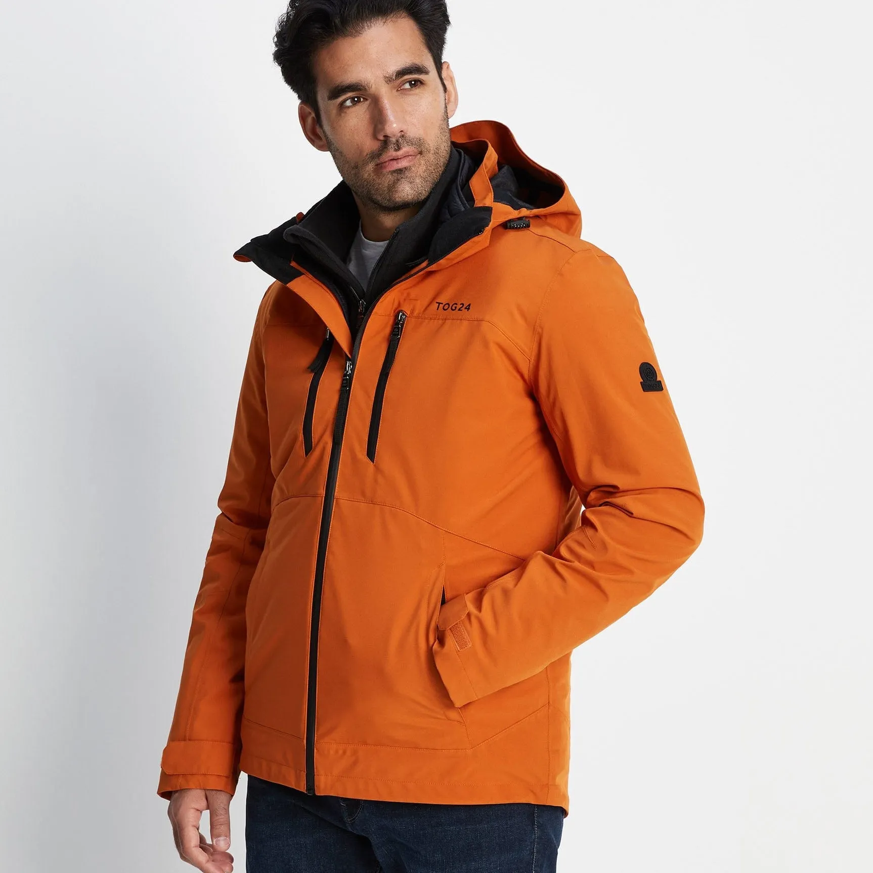 Denton Mens 3-in-1 Waterproof Jacket - Dark Orange