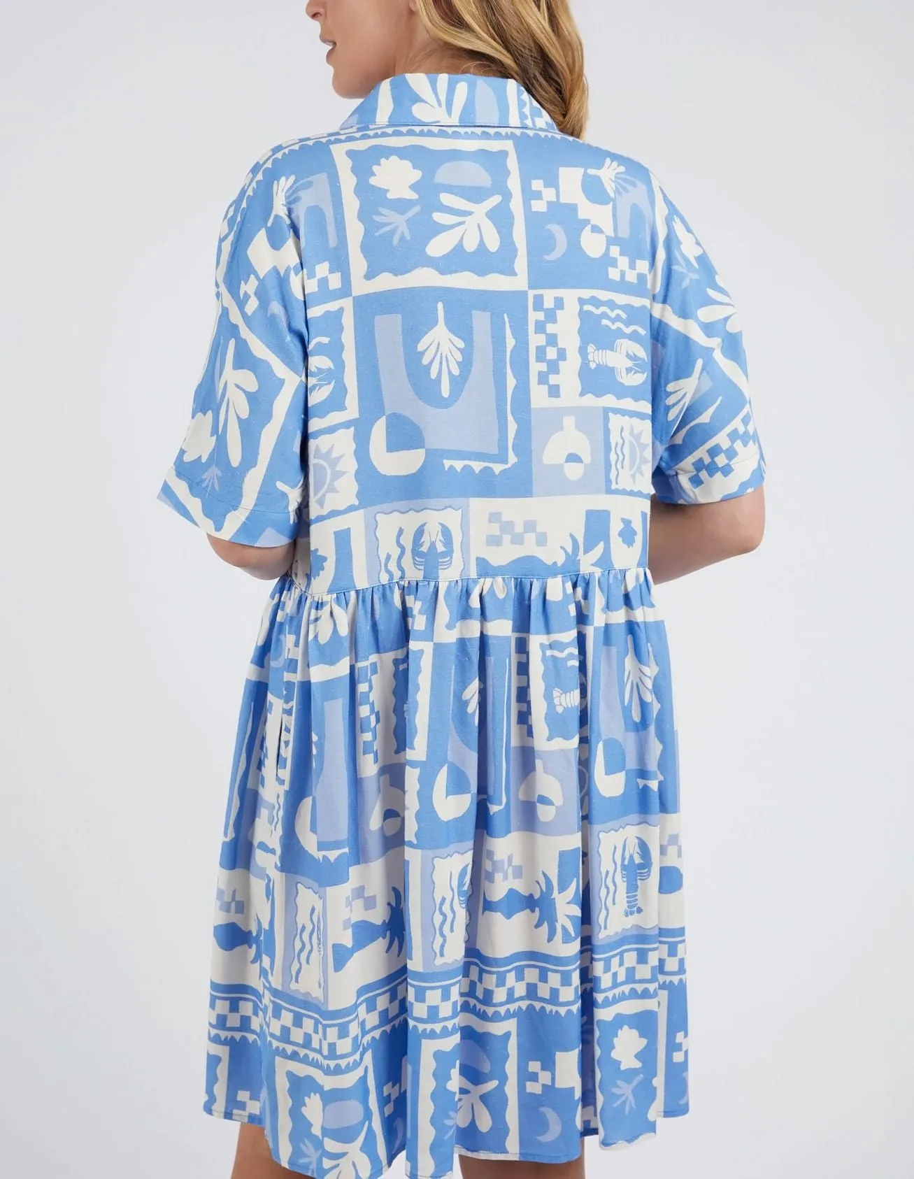 Elm - Holiday Sun Dress - Cerulean Holiday Print