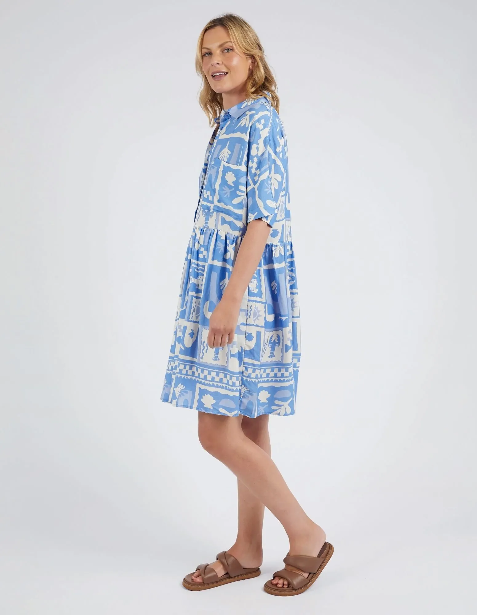 Elm - Holiday Sun Dress - Cerulean Holiday Print