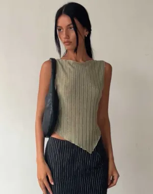 Etta Knitted Vest Top in Sage