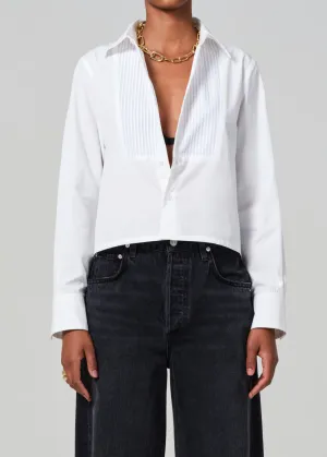 Fino Boxy Cropped Tuxedo in White