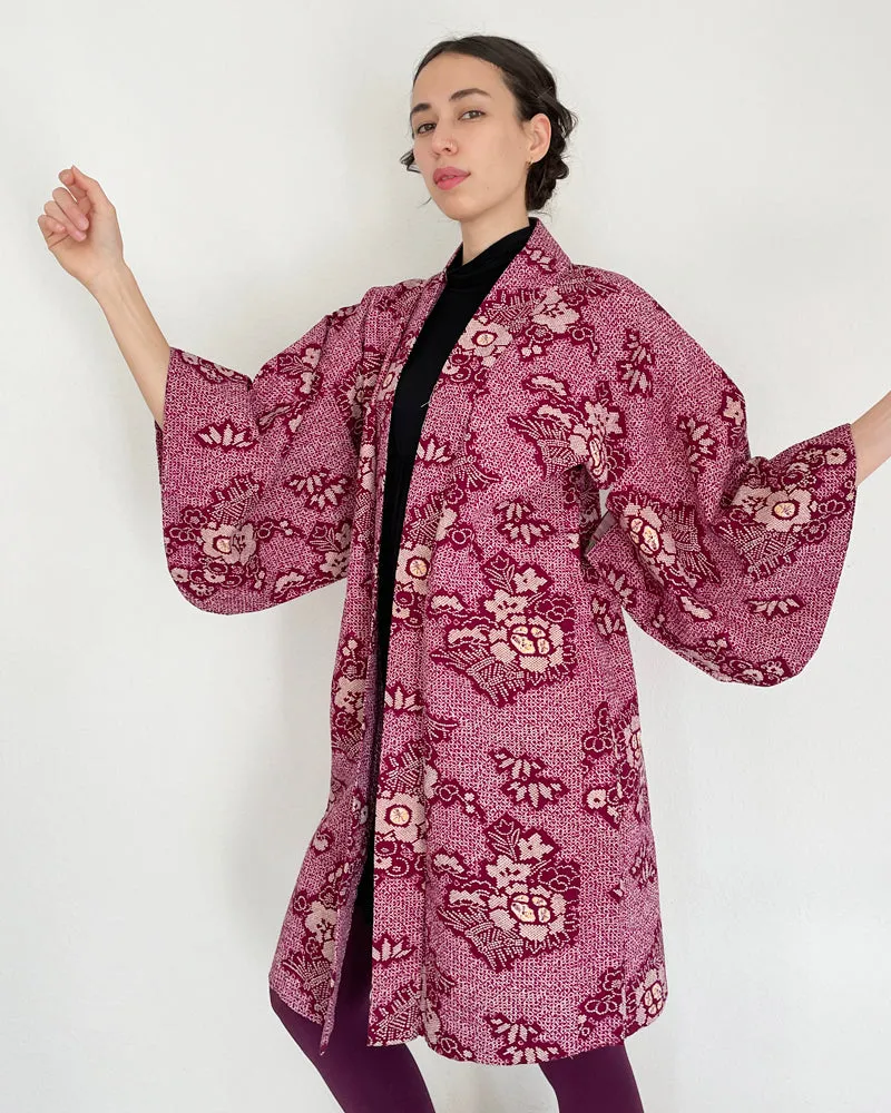 Flower Shibori Long Haori Kimono Jacket