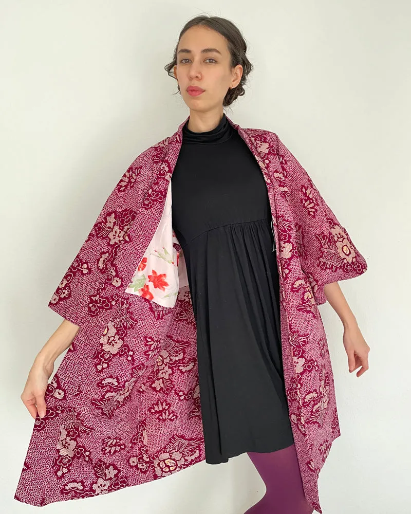 Flower Shibori Long Haori Kimono Jacket