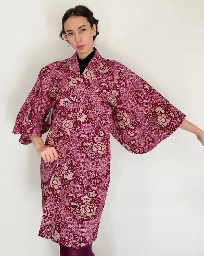 Flower Shibori Long Haori Kimono Jacket