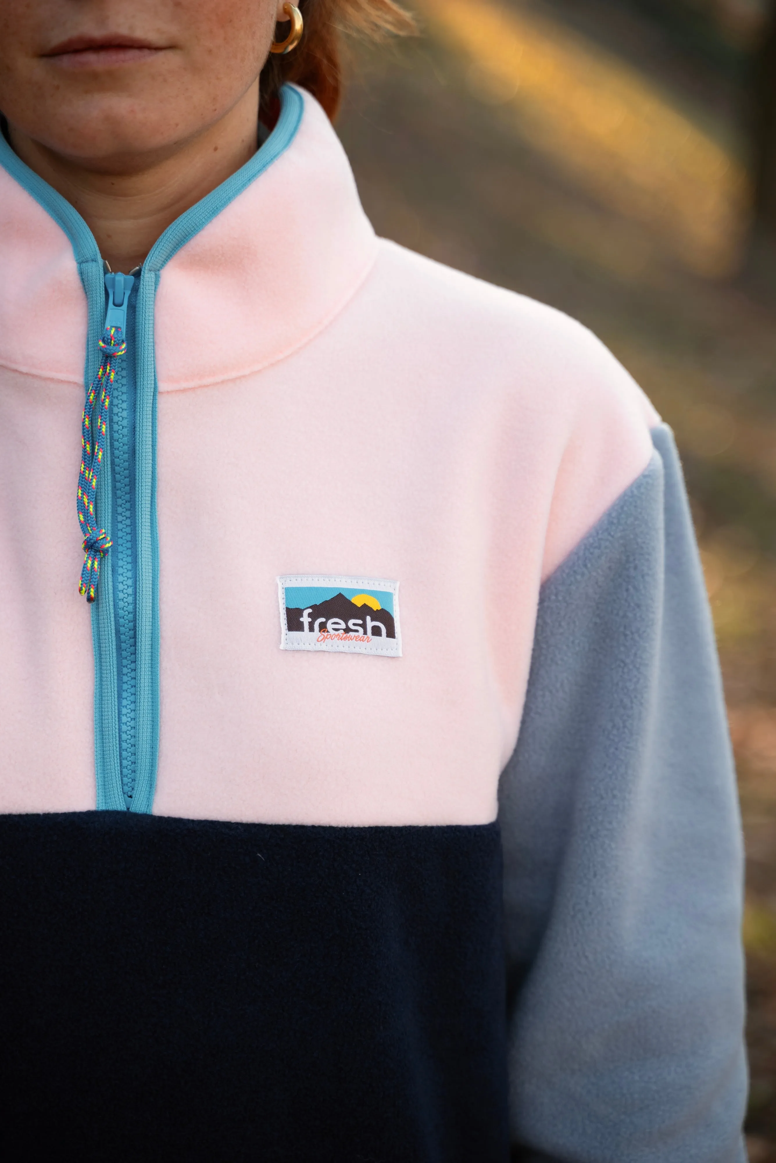 FRESH Lucio Half Zip Fleece Pullover Pink