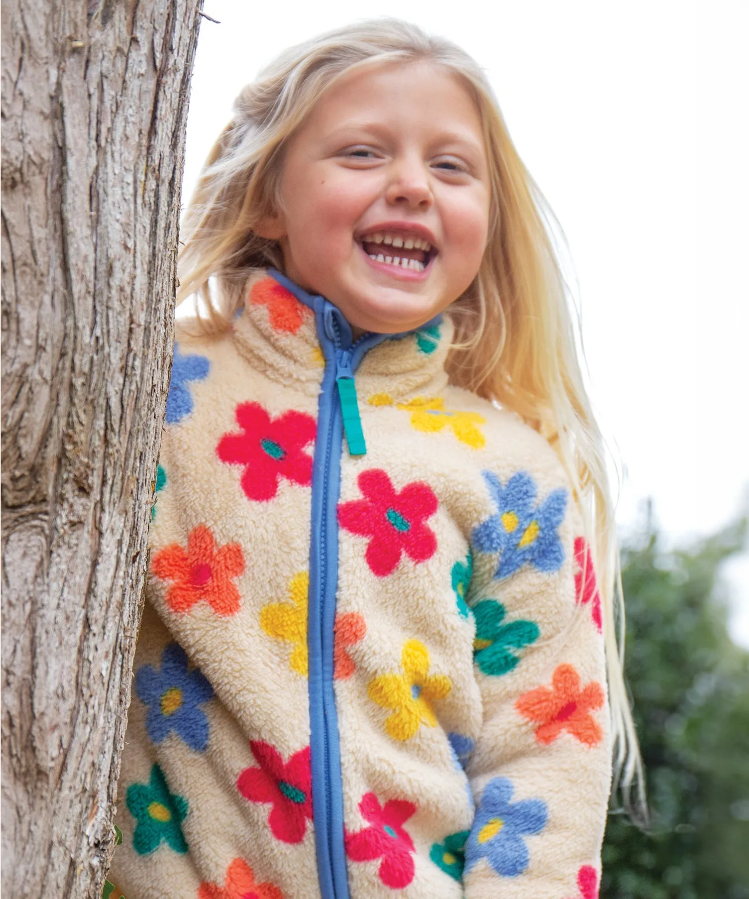 Frugi Zipped Ted Fleece Jacket - Flower Pop