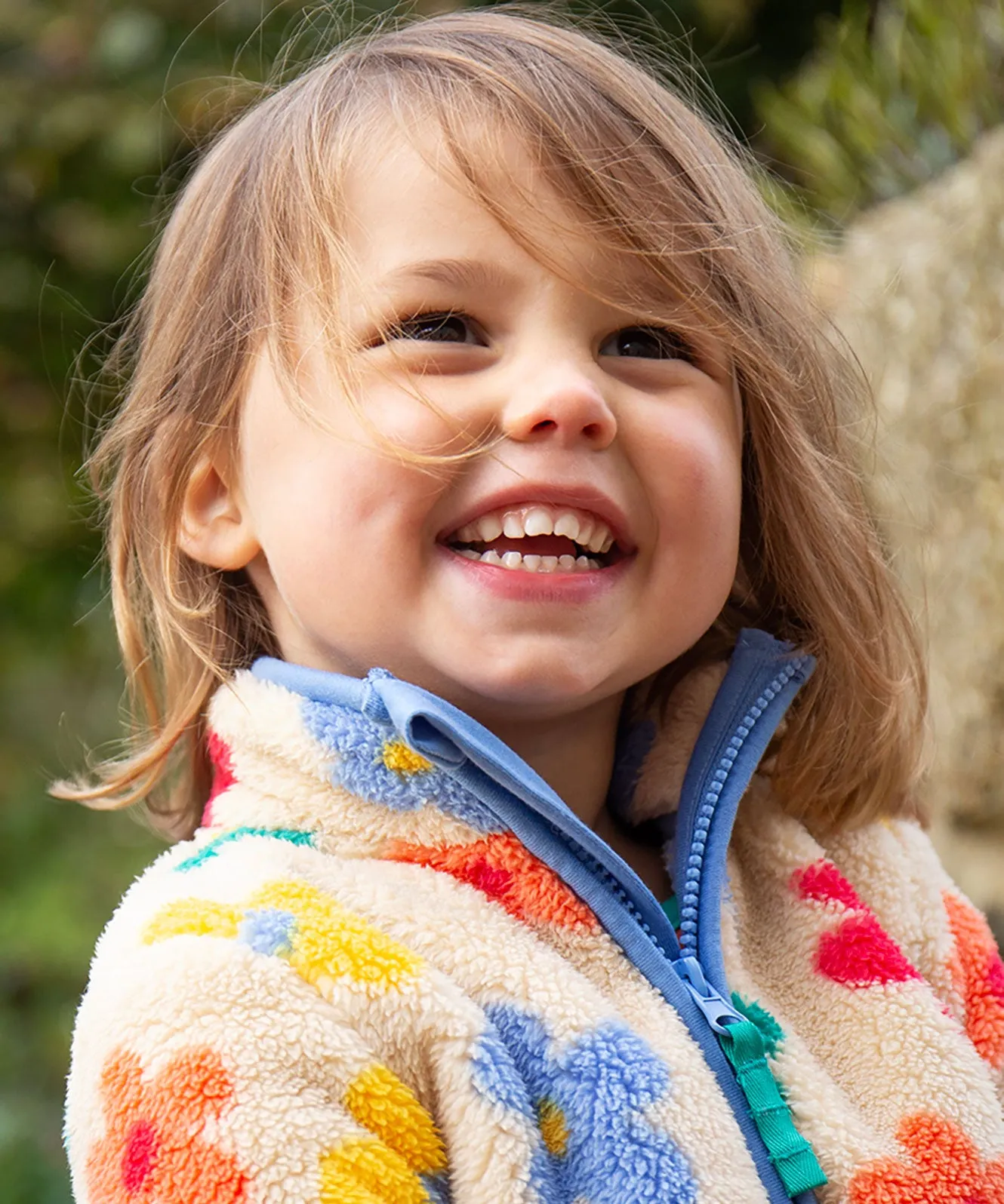 Frugi Zipped Ted Fleece Jacket - Flower Pop