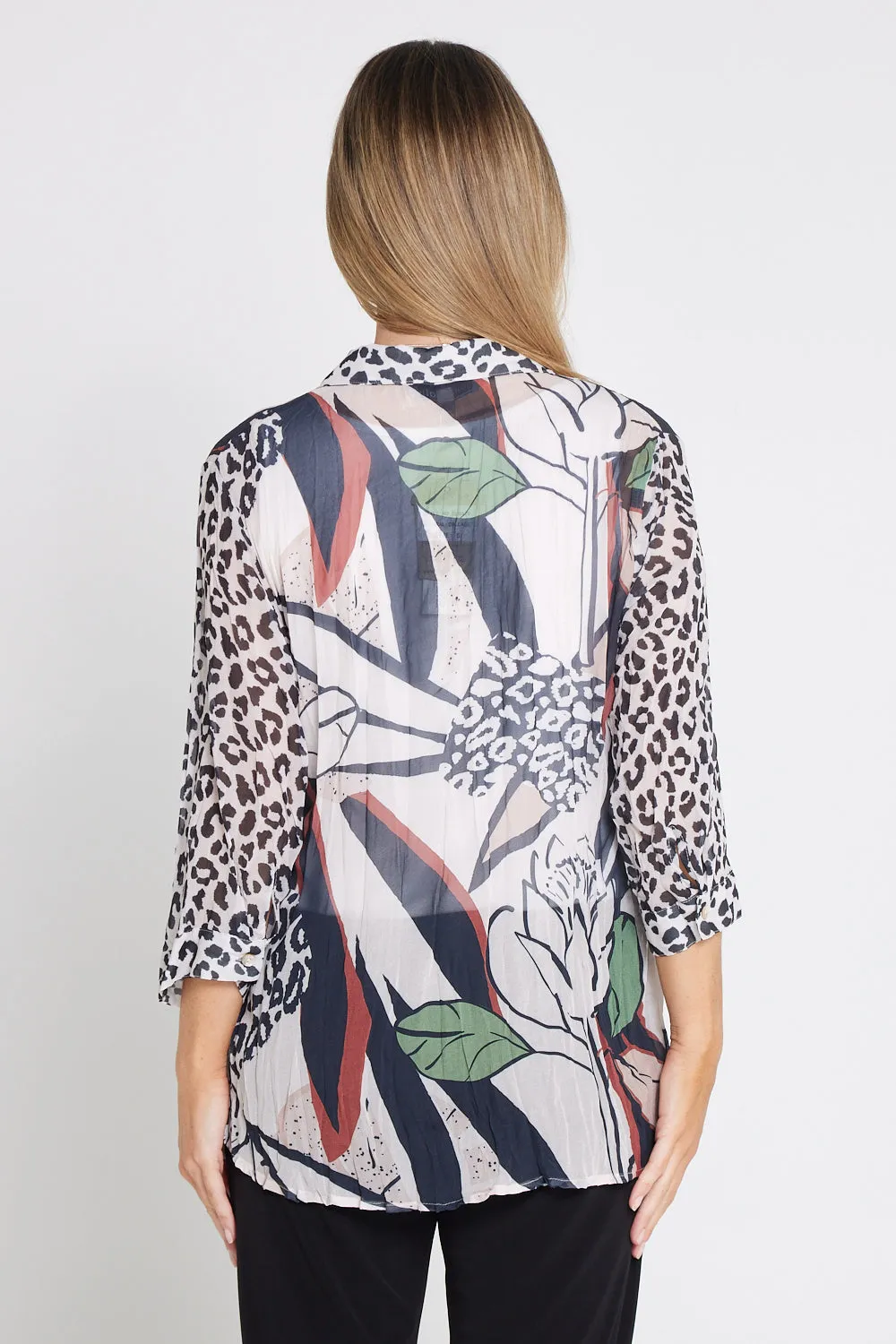 Georgette Digital Print Shirt - Natural Collage