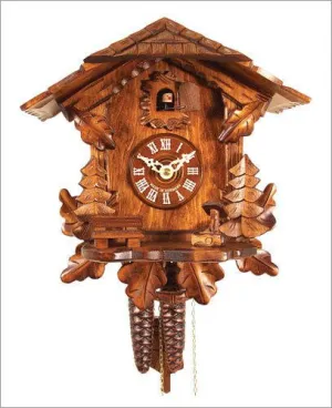 German Black Forest 1-Day German Cuckoo Clock with Leaves and Trees