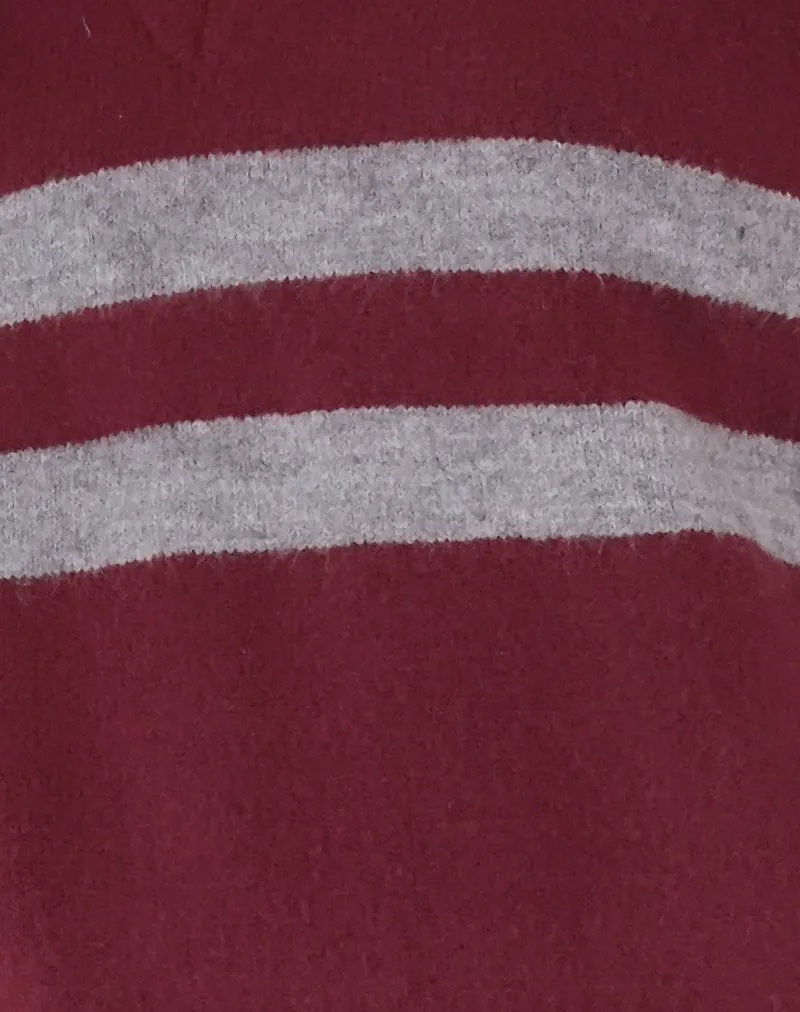 Guria Vest in Maroon Red with Grey Stripe