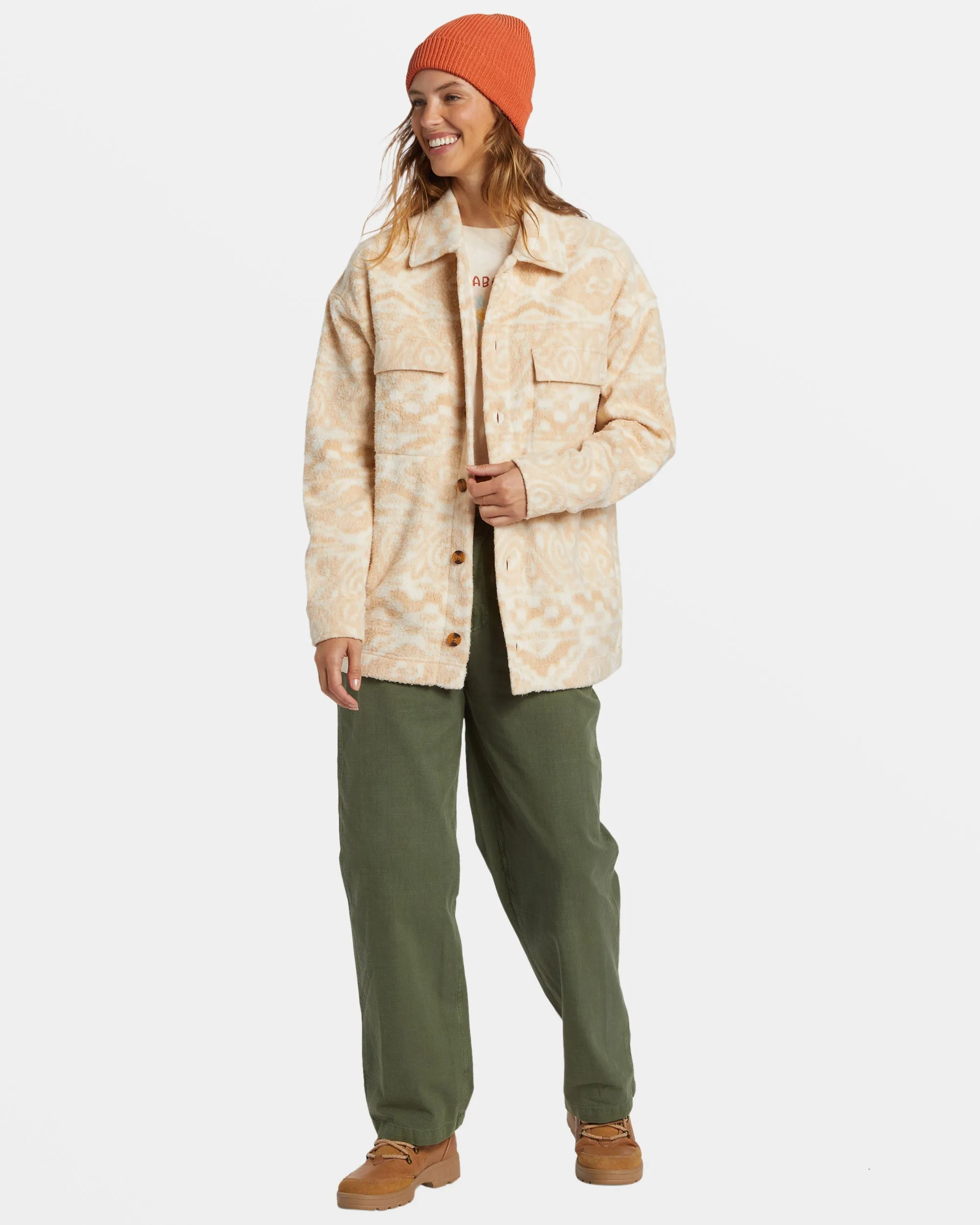 Happy Camper Shacket Button Sweater - Wet Sand