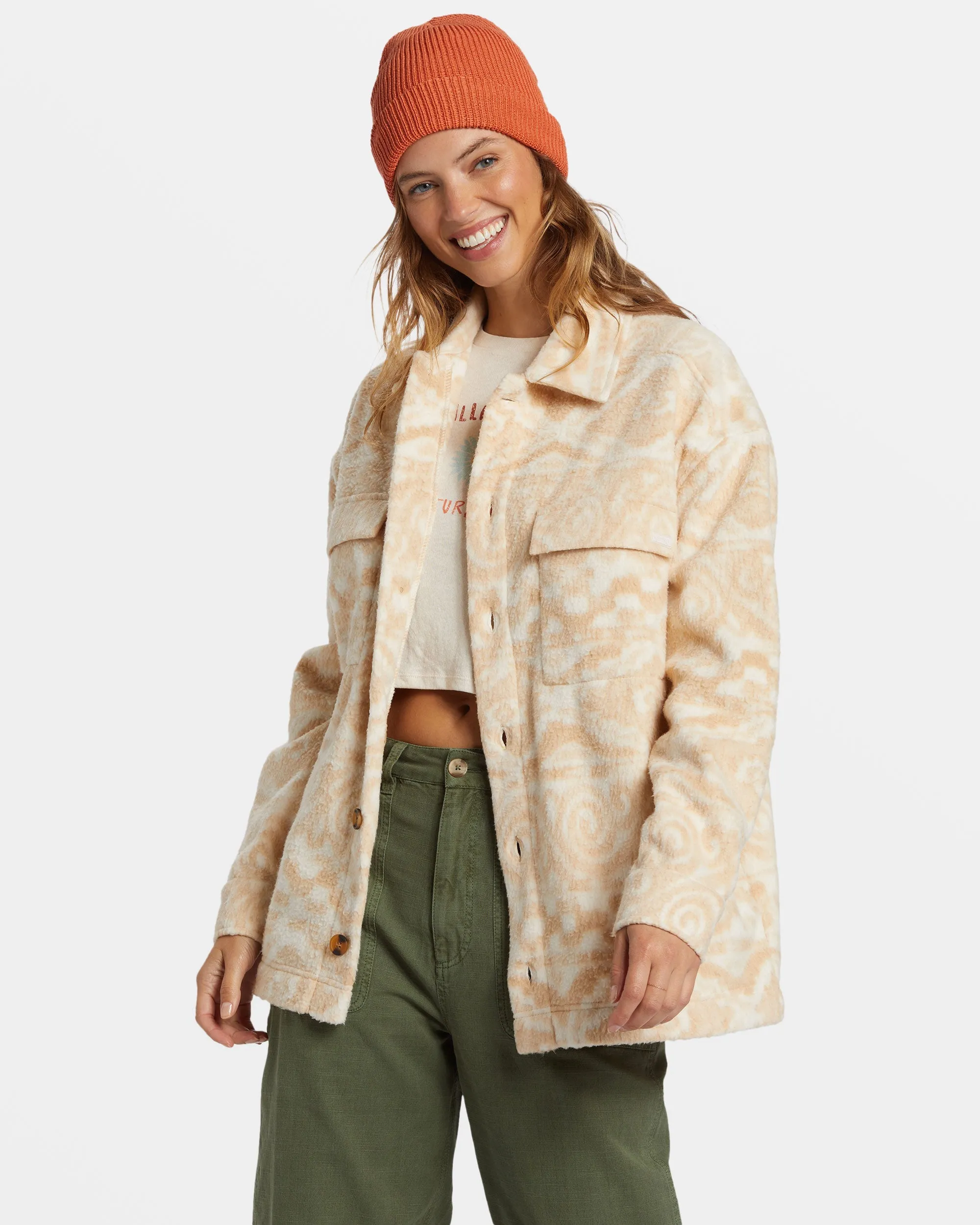 Happy Camper Shacket Button Sweater - Wet Sand