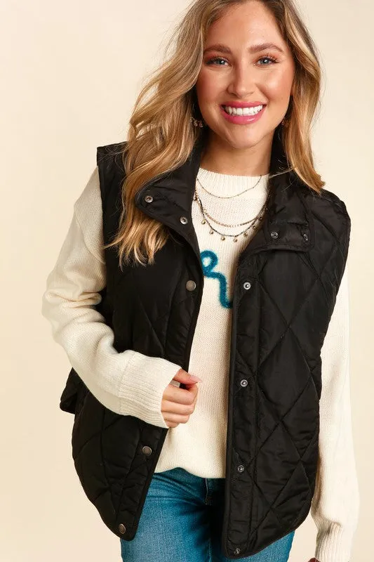 High Neck Quilted Puffer Vest