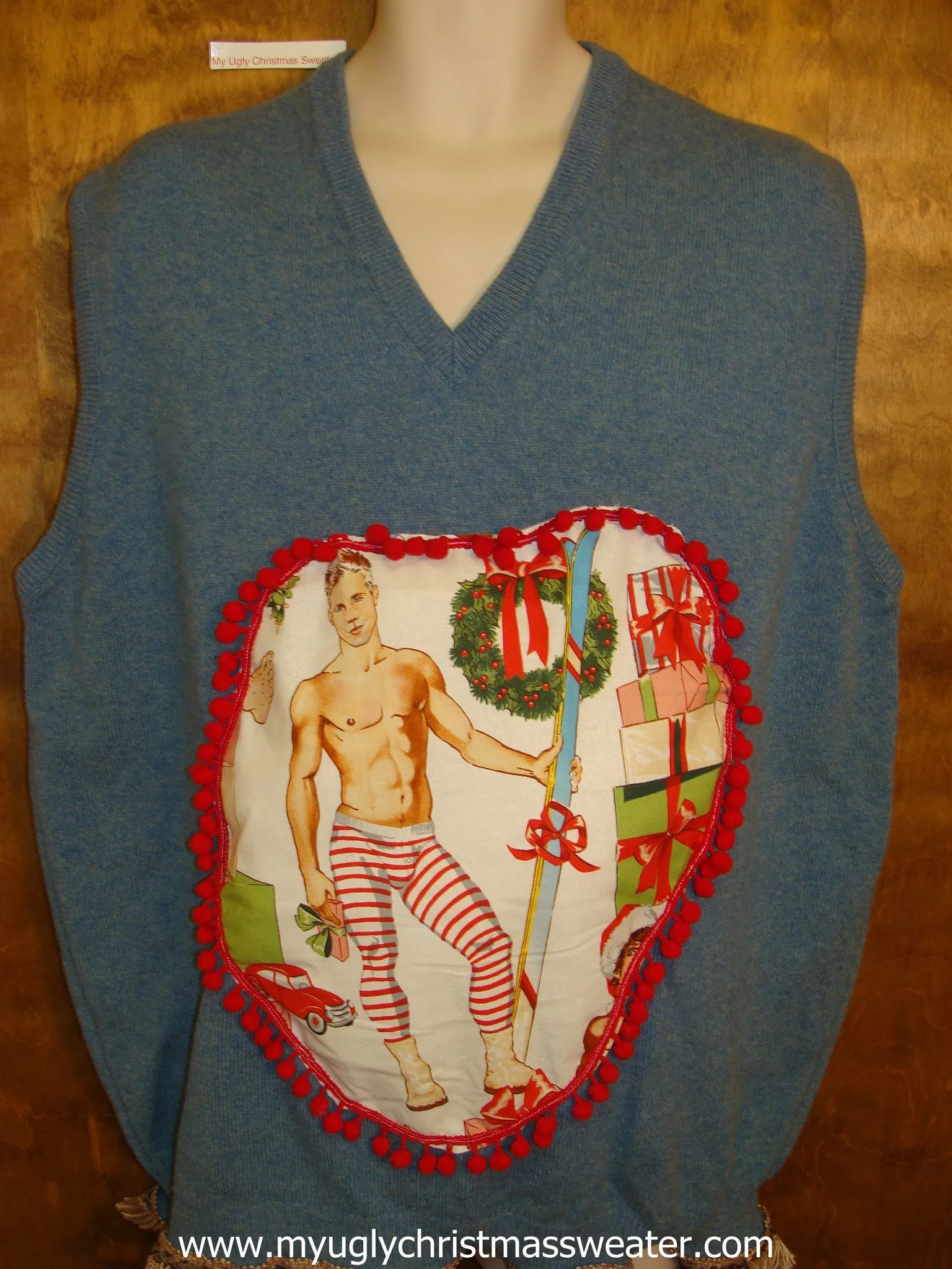 Hottie Guy Mens Ugly Christmas Sweater Vest Ski Gift