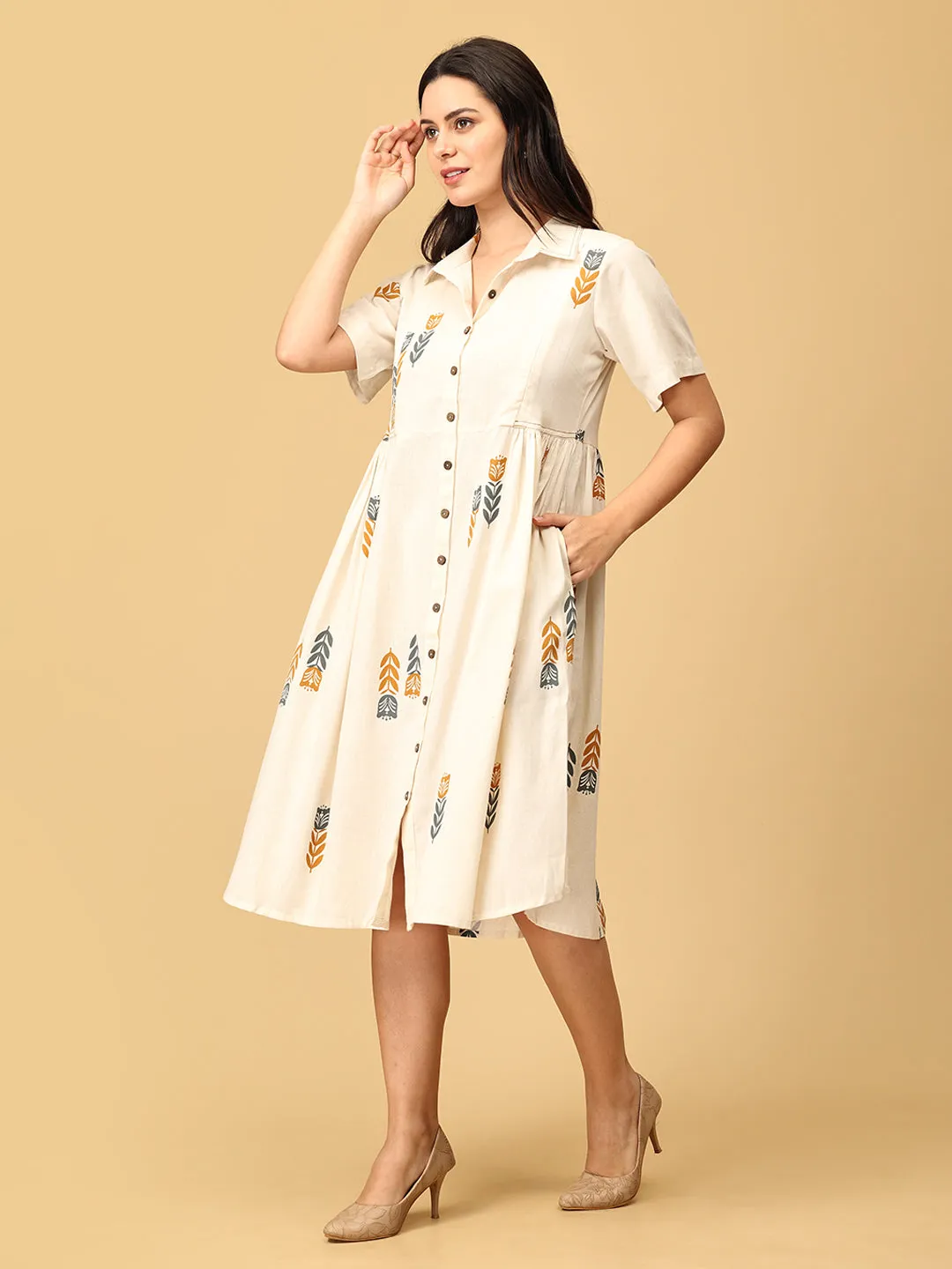 Ivory Éclat Khadi Women's Dress