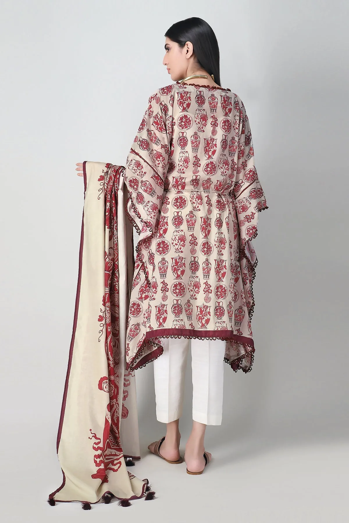 Khaadi Printed 2 Piece Suit · Kameez Dupatta – L21206 Off White