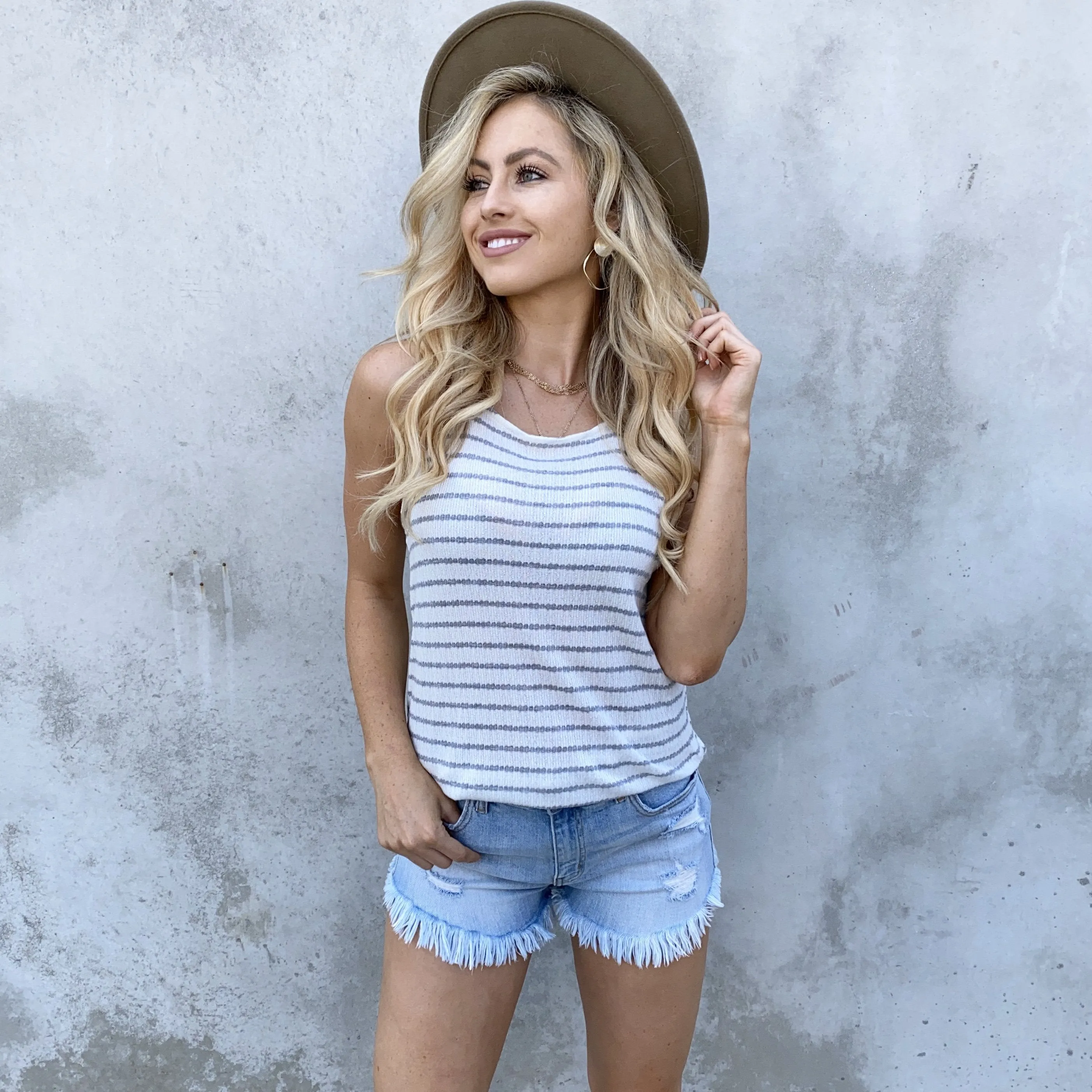 Lightweight Stripe Knit Tank Top