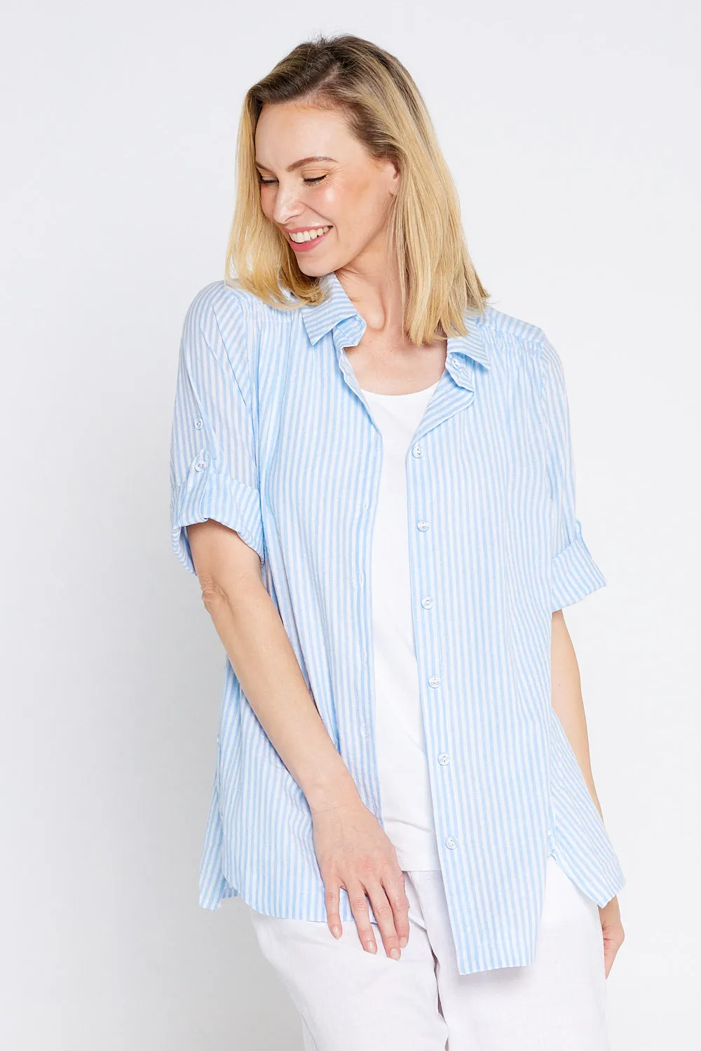 Linderman Cotton Shirt - Blue Stripe