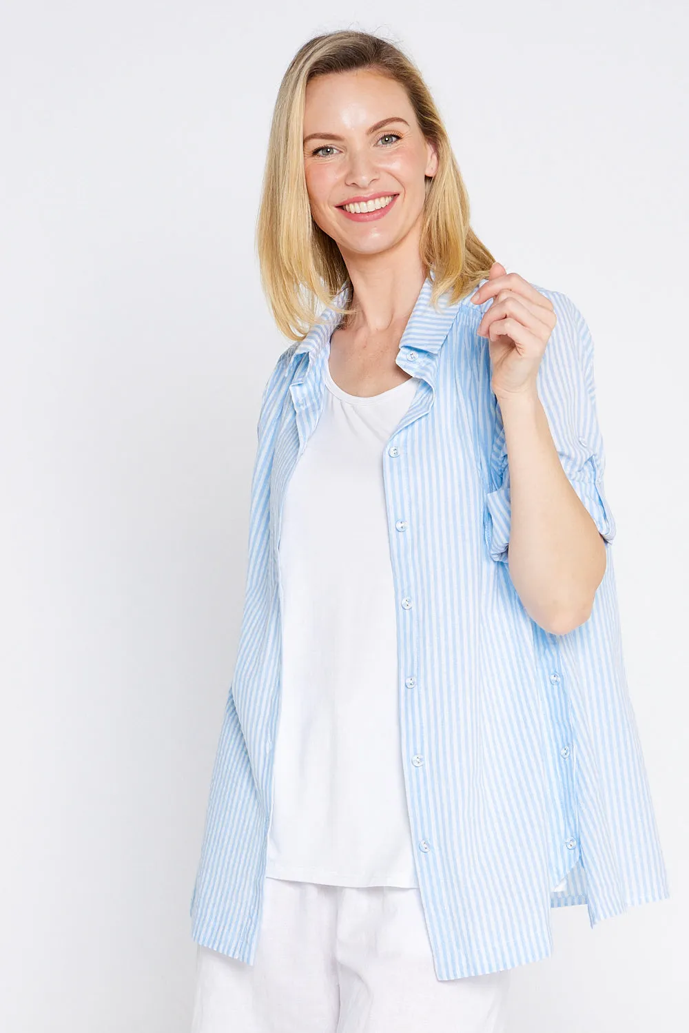 Linderman Cotton Shirt - Blue Stripe