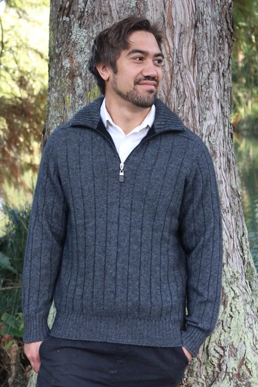 Lothlorian Mens Zip Collared Rib Jumper 9808