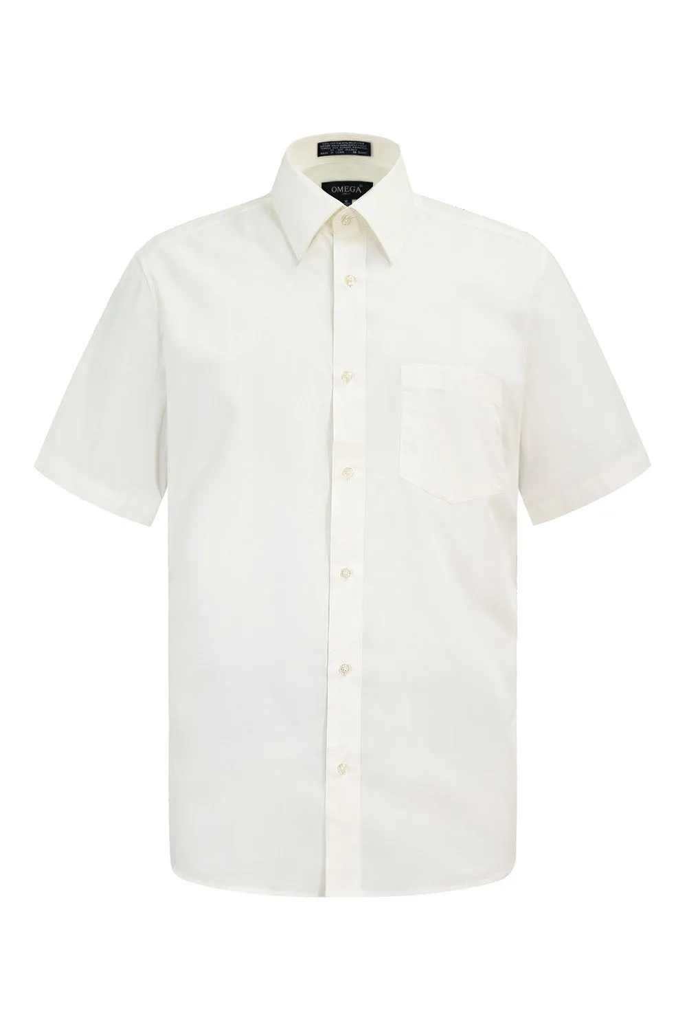 Men's Regular Fit Short Sleeve Solid Color Dress Shirts (Ivory)