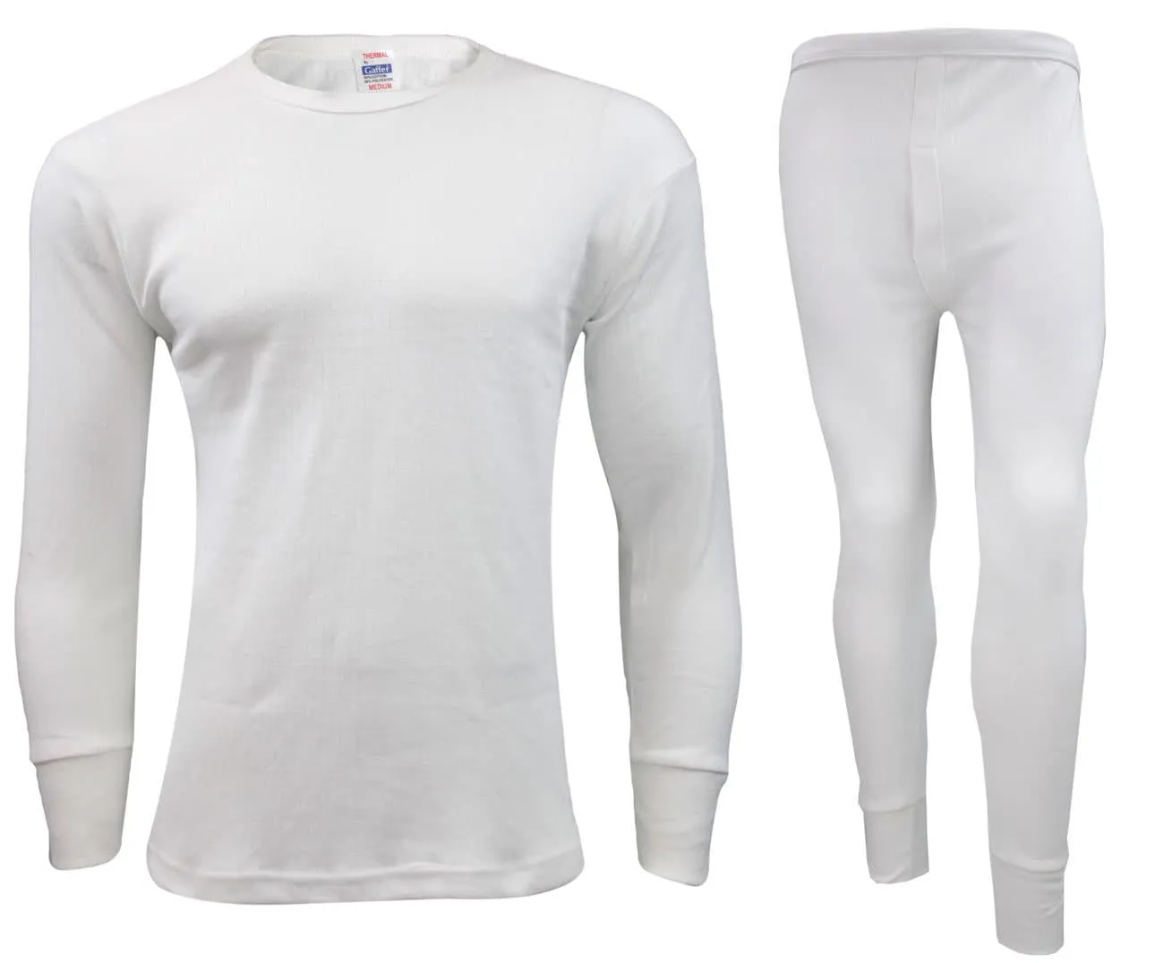 Mens White Long Johns Thermal Full Sleeve Set