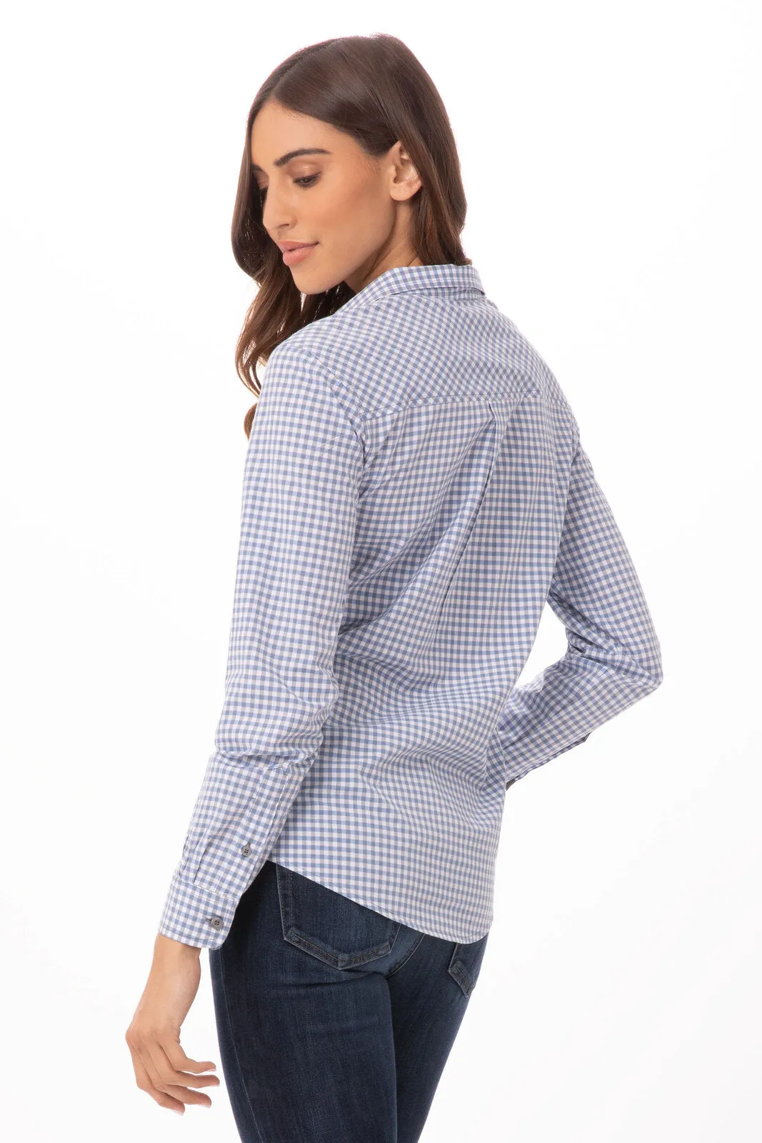 Modern Gingham Women's Long Sleeve Dress Shirt