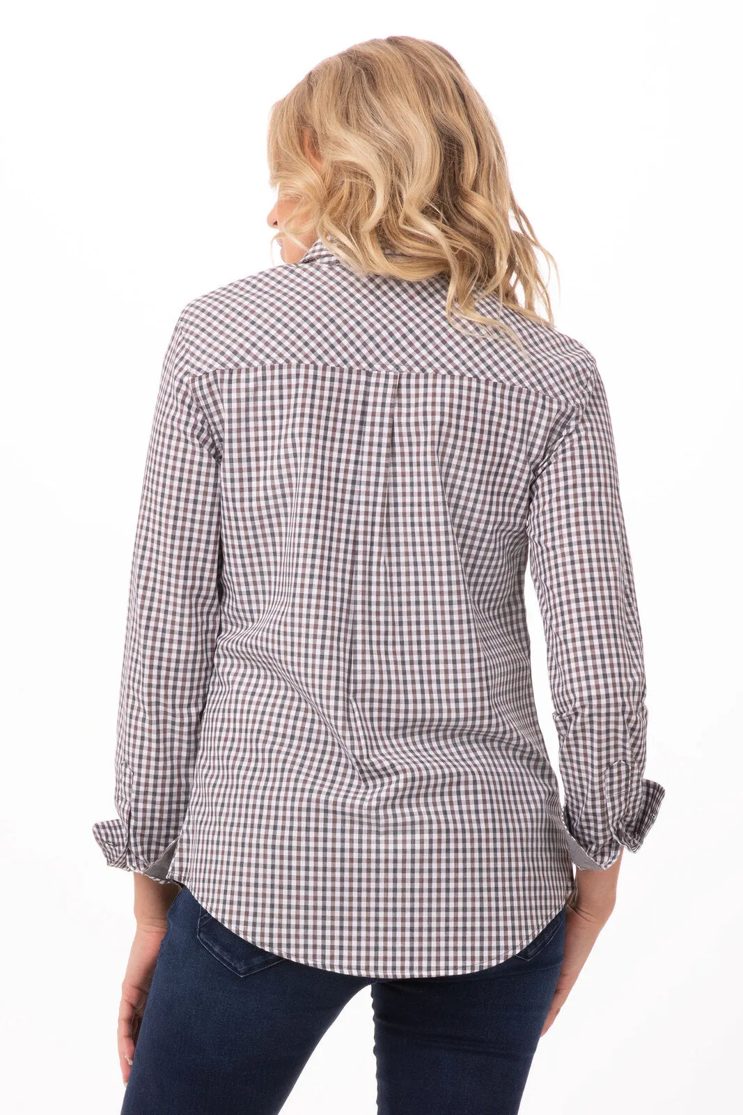 Modern Gingham Women's Long Sleeve Dress Shirt