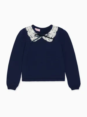 Navy Blanca Merino Girl Jumper