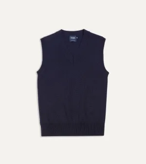 Navy Merino Wool Knitted Vest