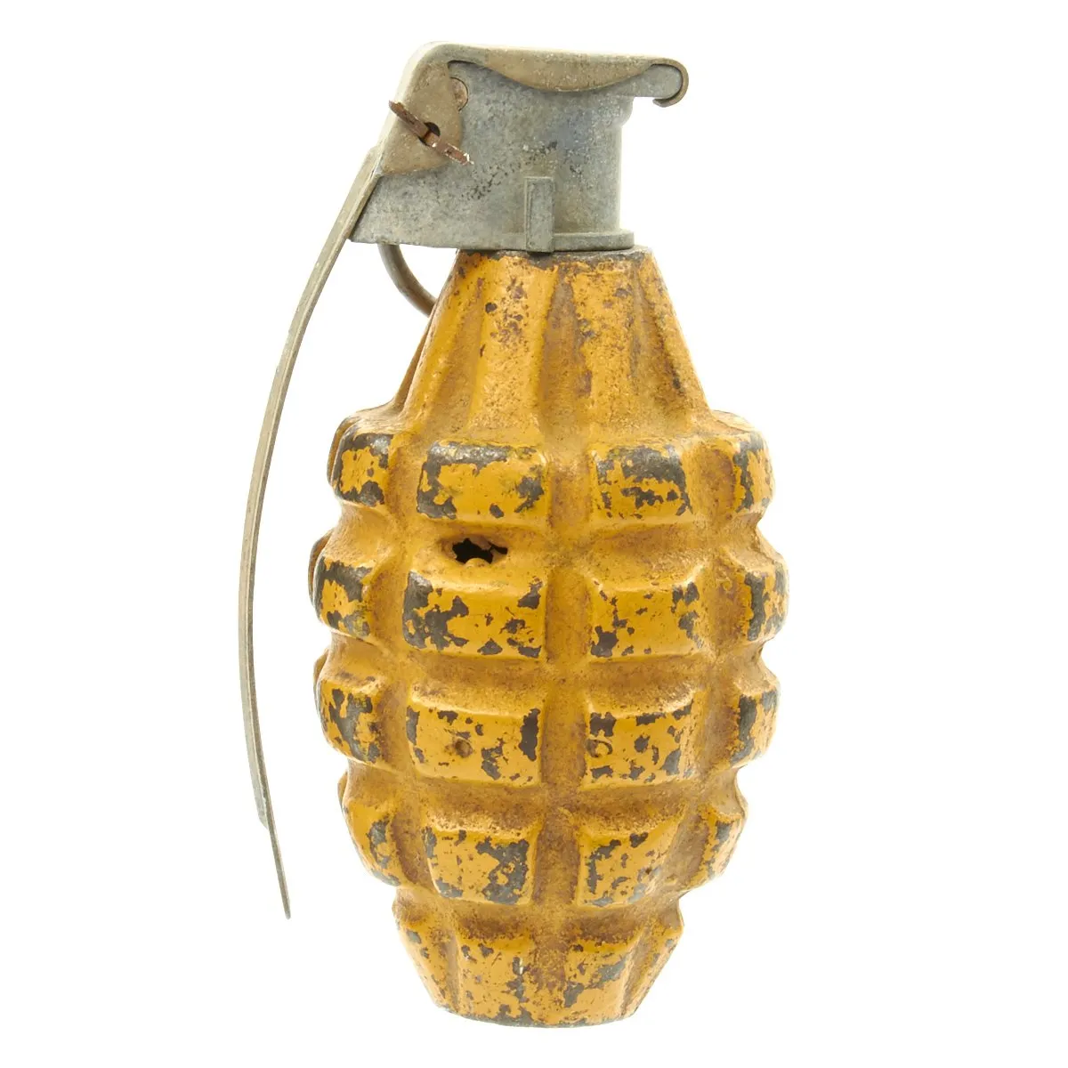 Original U.S. WWII MkII Yellow Early War High Explosive Pineapple Grenade - Inert