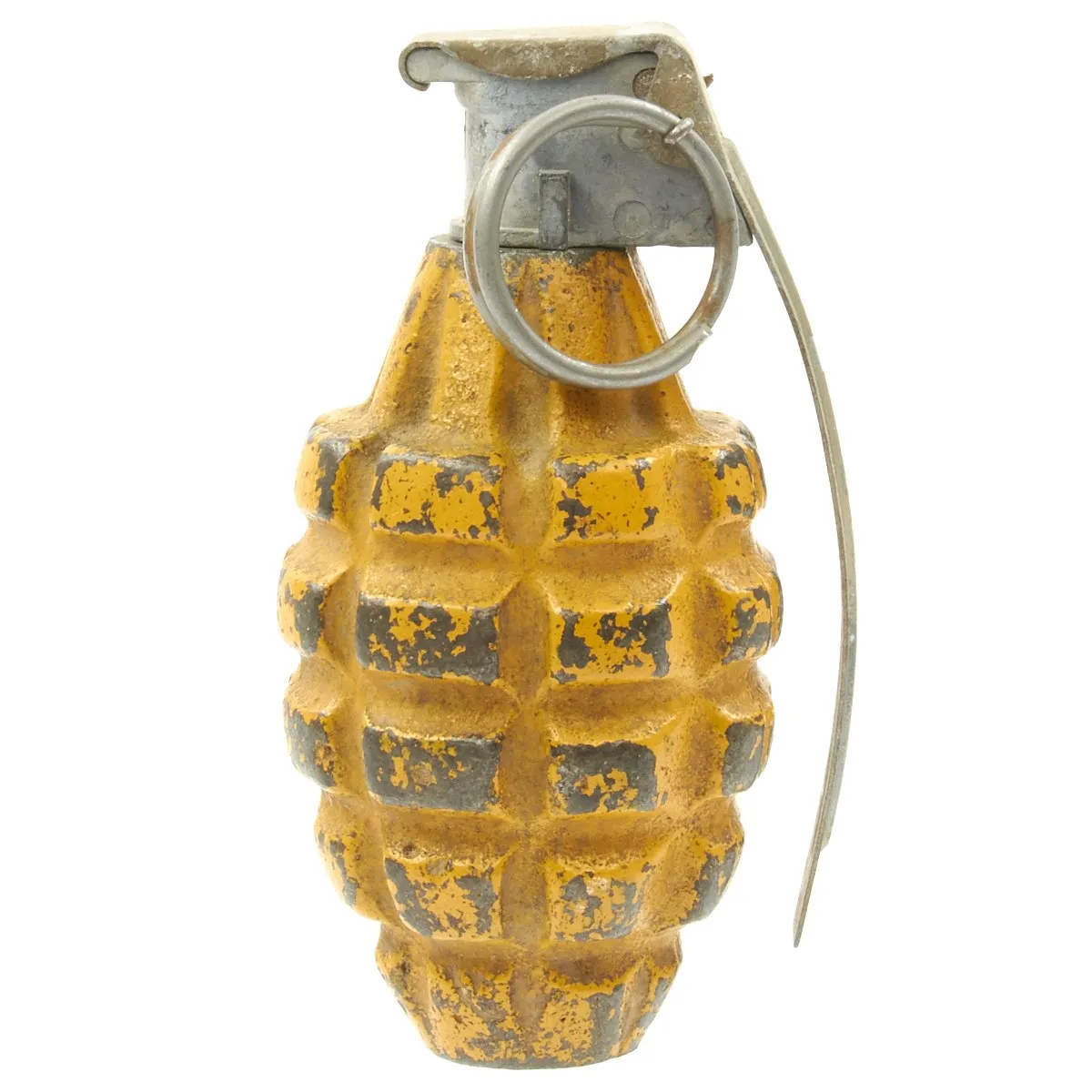 Original U.S. WWII MkII Yellow Early War High Explosive Pineapple Grenade - Inert