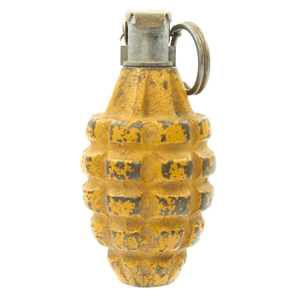 Original U.S. WWII MkII Yellow Early War High Explosive Pineapple Grenade - Inert