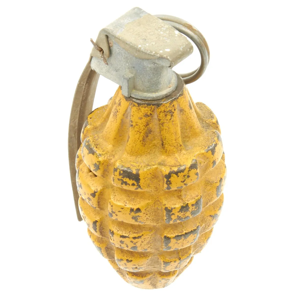 Original U.S. WWII MkII Yellow Early War High Explosive Pineapple Grenade - Inert