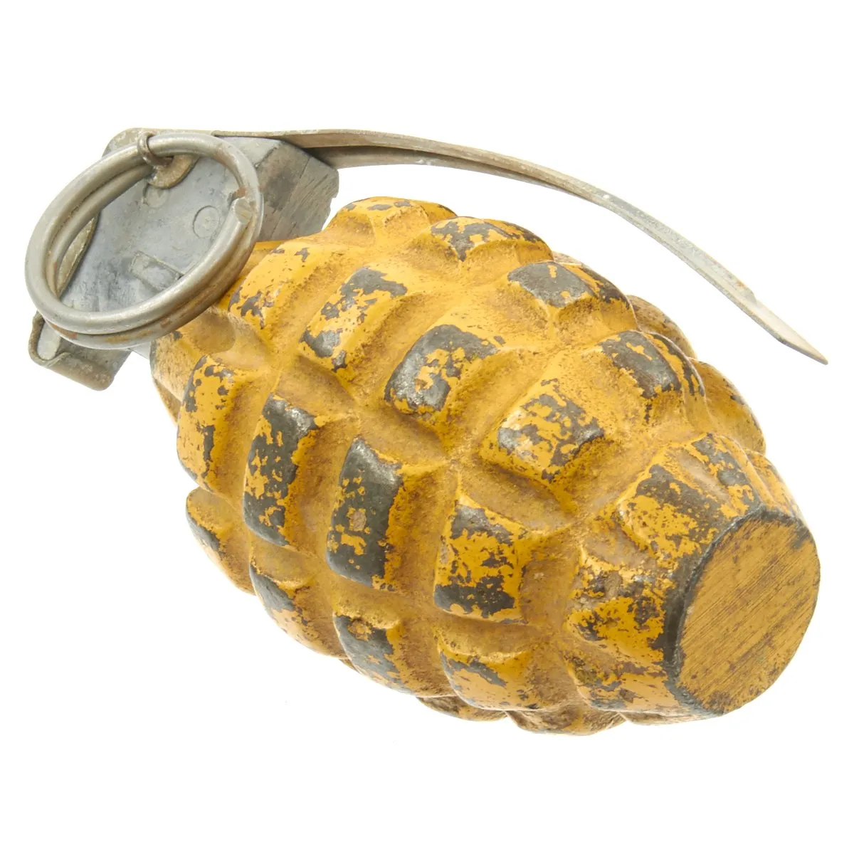 Original U.S. WWII MkII Yellow Early War High Explosive Pineapple Grenade - Inert