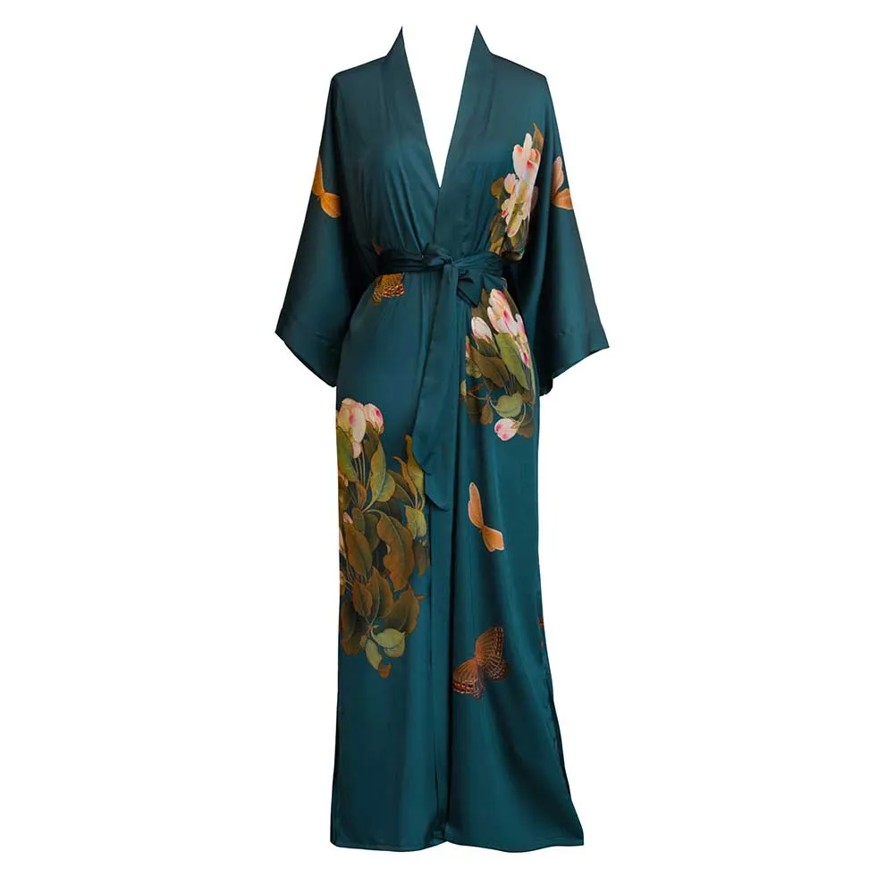 Peony & Butterfly Long Kimono Robe