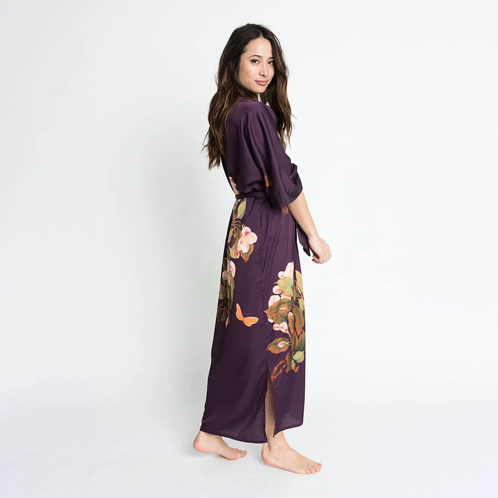 Peony & Butterfly Long Kimono Robe