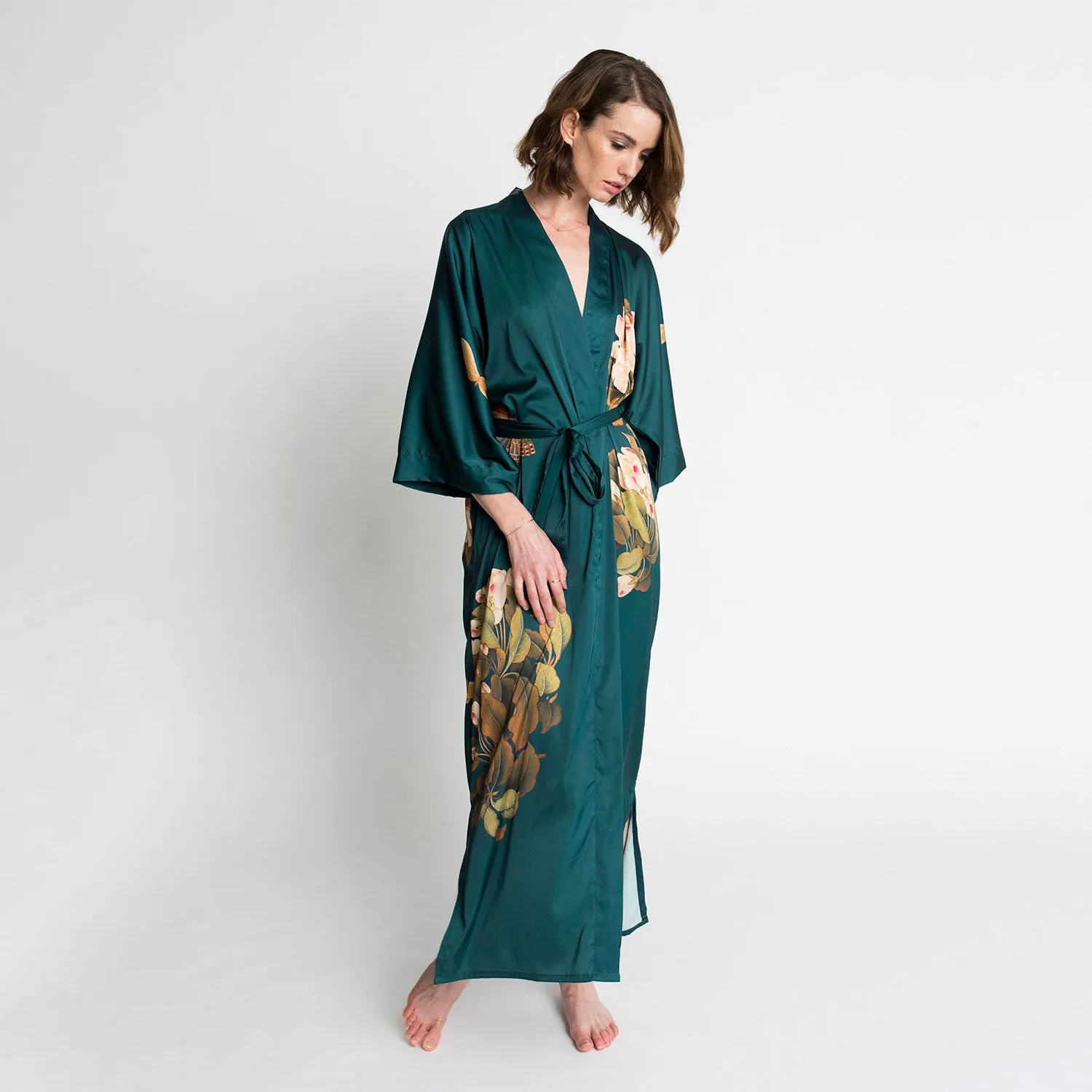 Peony & Butterfly Long Kimono Robe